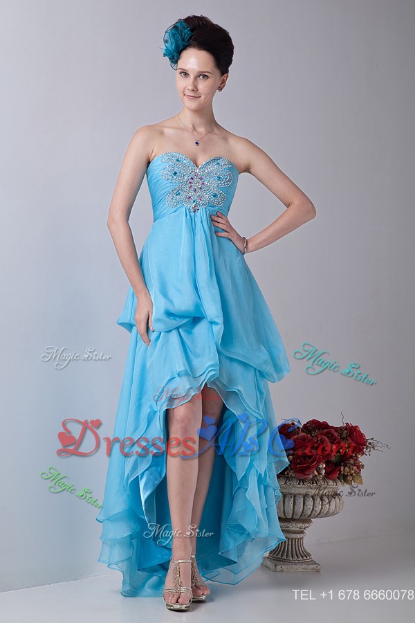 blue high low prom dress