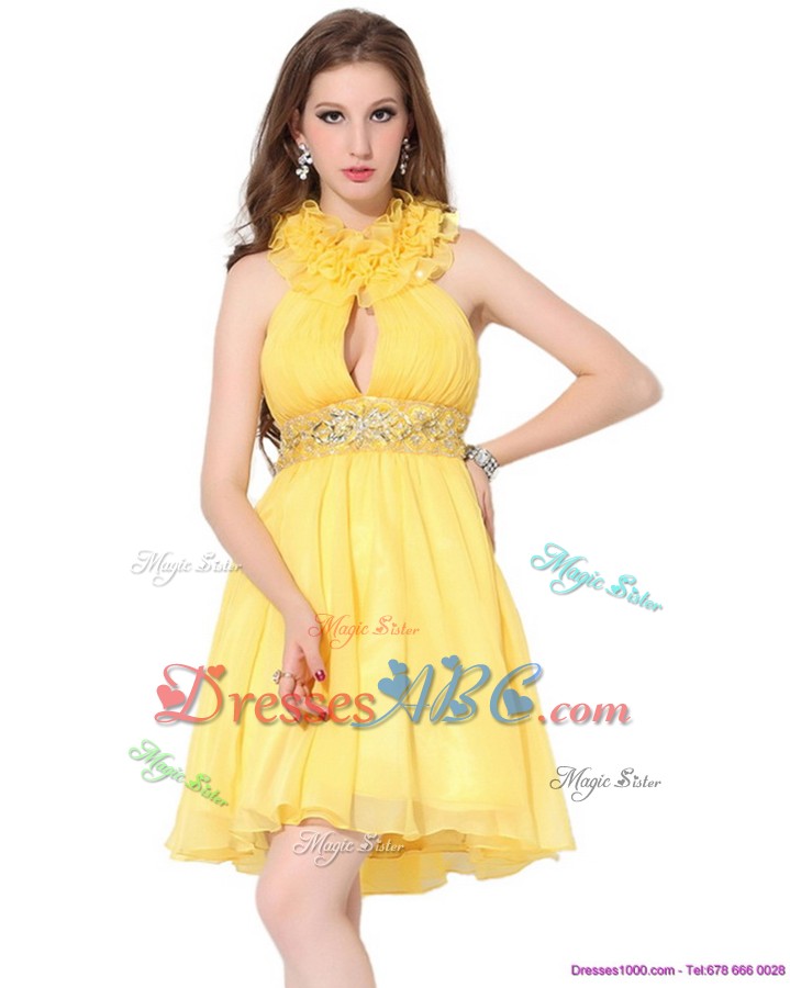 yellow short prom dresses sexy