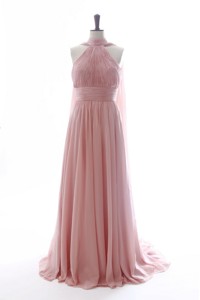 Discout Halter Top Pink Prom Dress With Ruching