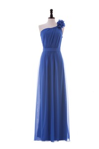 Most Popular Hand Made Flower One Shoulder Long Prom Dress In Blue
