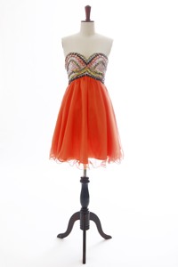 The Brand New Beading Orange Red Short Prom Dress