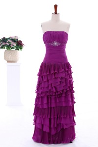 Winter Popular Empire Strapless Beaded Prom Dress With Ruffled Layers