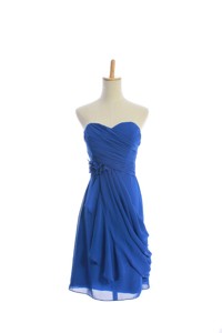 Customize Hand Made Flowers And Ruching Short Prom Dress In Royal Blue