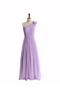 Perfect Hand Made Flower And Belt Lilac Prom Dress With Brush Train