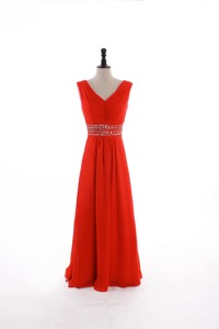 Custom Made Empire V Neck Prom Dress With Beading And Sequins