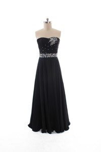 Simple Empire Strapless Beaded Prom Dress In Black