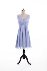 Beautiful Ruching And Beading Lavender Short Prom Dress