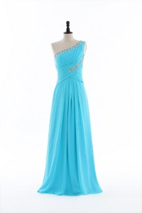 Brand New Beading And Ruching Aqua Blue Prom Dress