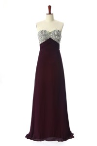 Perfect Sweep Train Brown Prom Dress With Beading