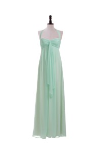 Gorgeous Halter Top Mint Long Ruching Prom Dress Summer