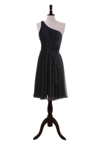 Discount One Shoulder Black Short Prom Dress