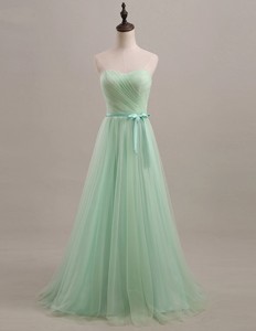 Exquisite Summer Apple Green Prom Dress With Sweep Train