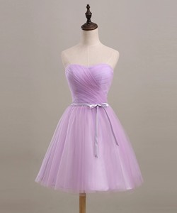 Pretty Ruching And Belt Short Prom Dress In Lilac