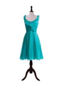 Summer A Line Scoop Prom Dress With Paillette In Turquoise