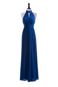 Empire Halter Top Prom Dress With Belt In Blue