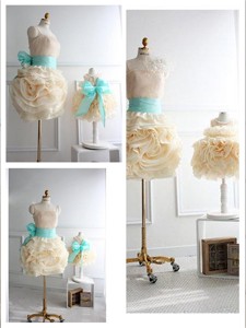 Top Selling Rolling Flowers Prom Dress with Sashes and Discount Scoop Little Girl Dress with Rolling