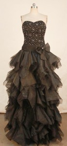 Elegant Sweetheart-neck Floor-length Black Beading Prom Dress