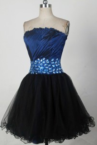 Cheap Strapless Mini-length Navy Blue Prom Dress