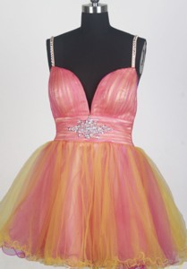 Sweet Short Straps Mini-length Orange Prom Dress