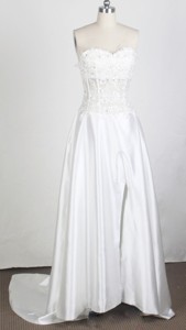 Elegant Empire Sweetheart Brush White Prom Dress