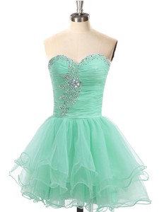 Latest A Line Organza Beaded Prom Dress in Apple Green