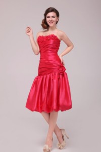 Red Mermaid Strapless Appliques and Ruching Prom Dress