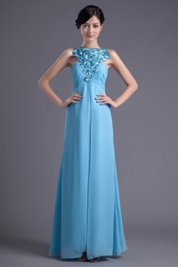 Empire Halter Top Floor-length Beading Aqua blue Prom Dress