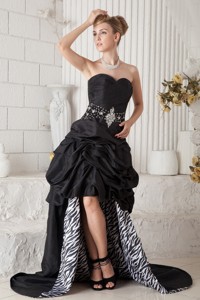 Black Sweetheart High-low Prom Dress Taffeta Ruch And Beading