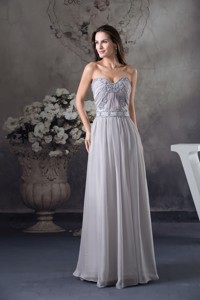 Discount Beading Column Sweetheart Long Gray Prom Dress
