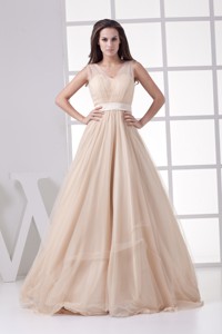 Romantic Princess V-neck Long Prom Dress