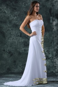 Strapless Empire Chiffon Sequins Wedding Dress with Sweep Train 
