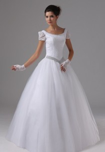 Scoop Wedding Dress Short Sleeves Ball Gown Lace In Anaheim California