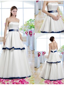 Classical A Line Strapless Bridal Gowns with Belt 