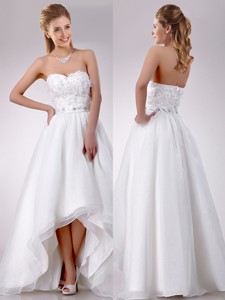 Fashionable High Low Organza Wedding Dress with Beading 