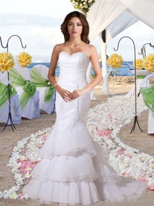 Fashionable Mermaid Sweetheart Sweep Wedding Dress with Lace 