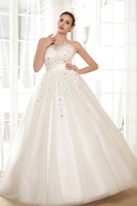 Fashionbale Sweetheart Floor-length Appliques With Beading Wedding Dress