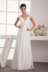 Beading And Appliques Accent Floor-length Chiffon Wedding Dress