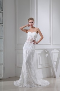 Beading Button Down Back Sweetheart Bridal Dress With Transparent Waist