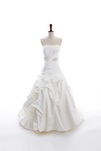 Custom Made A Line Strapless Wedding Dress With Beading