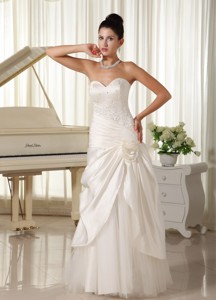 Sweetheart Beaded Bodice Tulle For Modest Wedding Dress