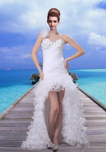 Romantic High Low Beading Wedding Dress For Beach
