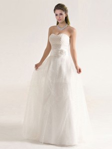 Fashionable Beaded And Sashes Wedding Dress With Empire