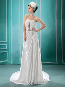 Girdwood New Arrival Strapless Neckline For Prom With Beaded And Ruches Decoate Wedding Dress