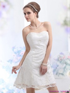 Classical Sweetheart Mini-length Wedding Dress With Lace