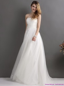 Beautiful Strapless Wedding Dress With Beading And Appliques