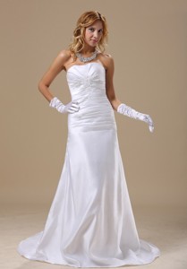 Strapless Applqiues Custom Made and Ruched Bodice For Wedding Dress 