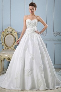Princess Sweetheart Custom Made Wedding Dress With Appliques And Sash In