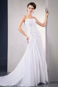 Wedding Dress With Appliques And Beading Ruching Court Train