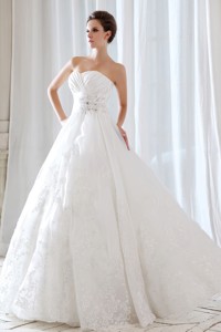 Low Price Princess Sweetheart Floor-length Lace Beading and Ruch Wedding Dress 