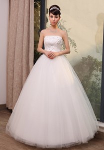 Bad Bentheim Germany Beading And Sequins Decorate Up Bodice Strapless Tulle Floor-length Weddin